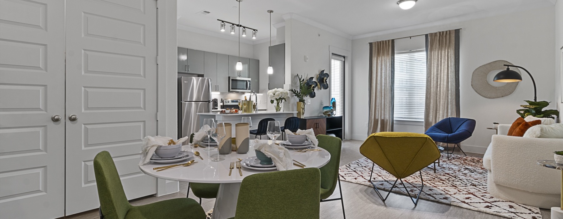 living room connected to kitchen